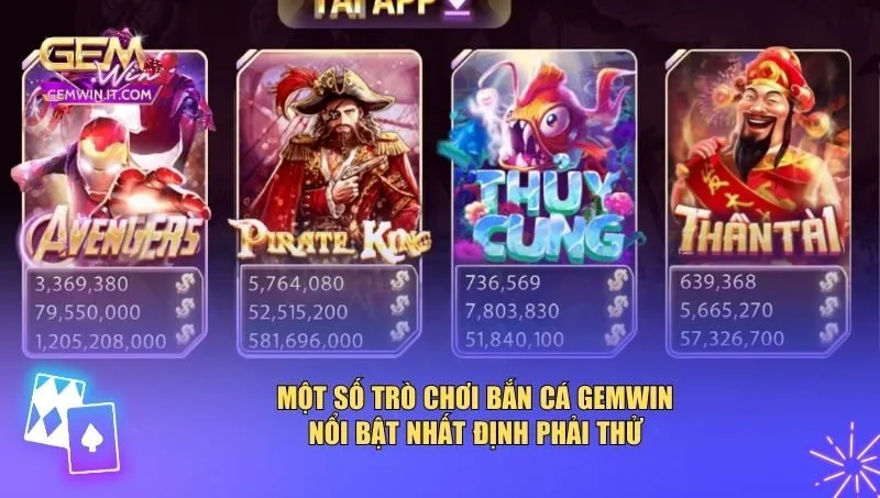 Bắn Cá Gemwin Một số trò chơi bắn cá Gemwin nổi bật nhất định phải thử